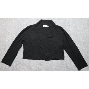 Calvin Klein Blazer Jacket Womens M Black Solid Long Sleeve Cropped Cardigan